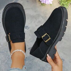 Women's Black Suede Loafers